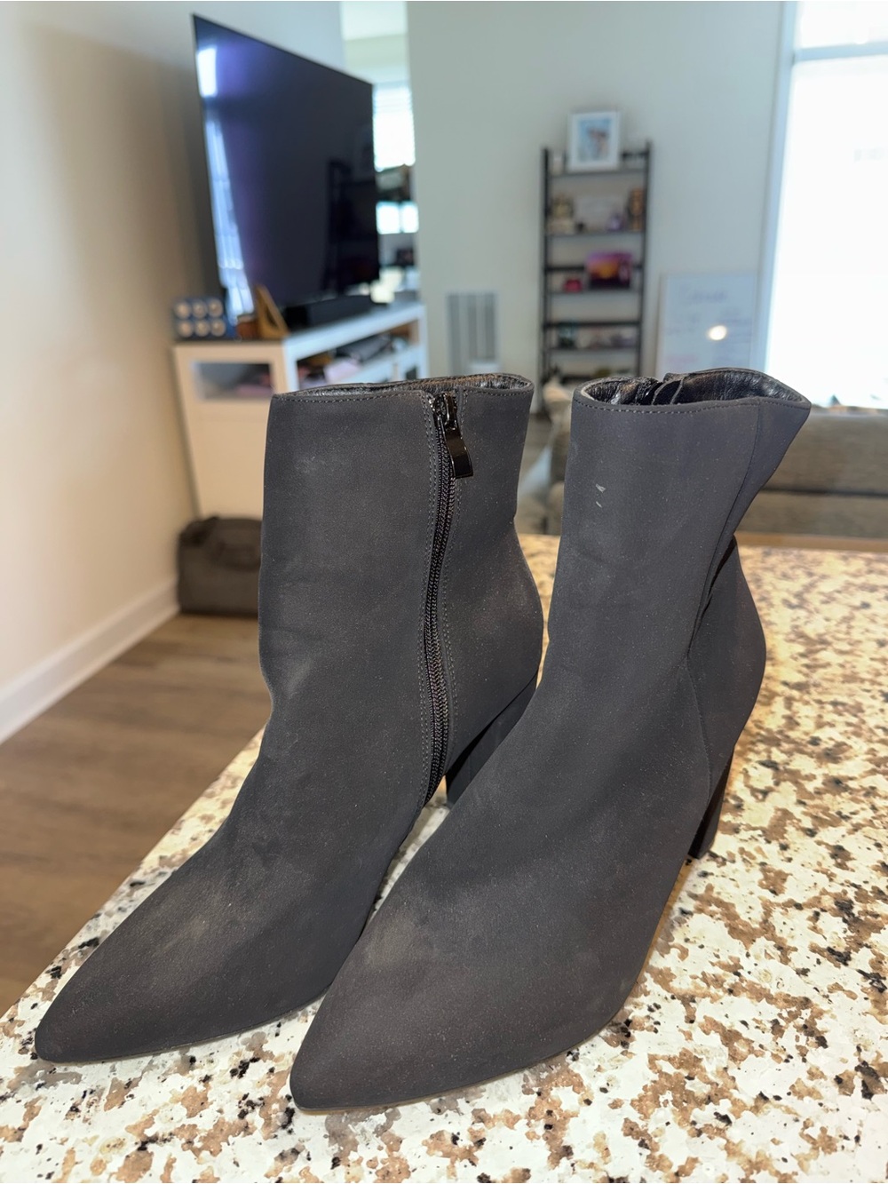 TOP Moda Black Pointed Ankle Booties with Side Zip